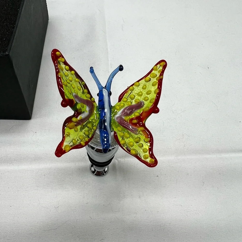 Two’s Company  Art Glass/metal Bottle Stopper Butterfly 4